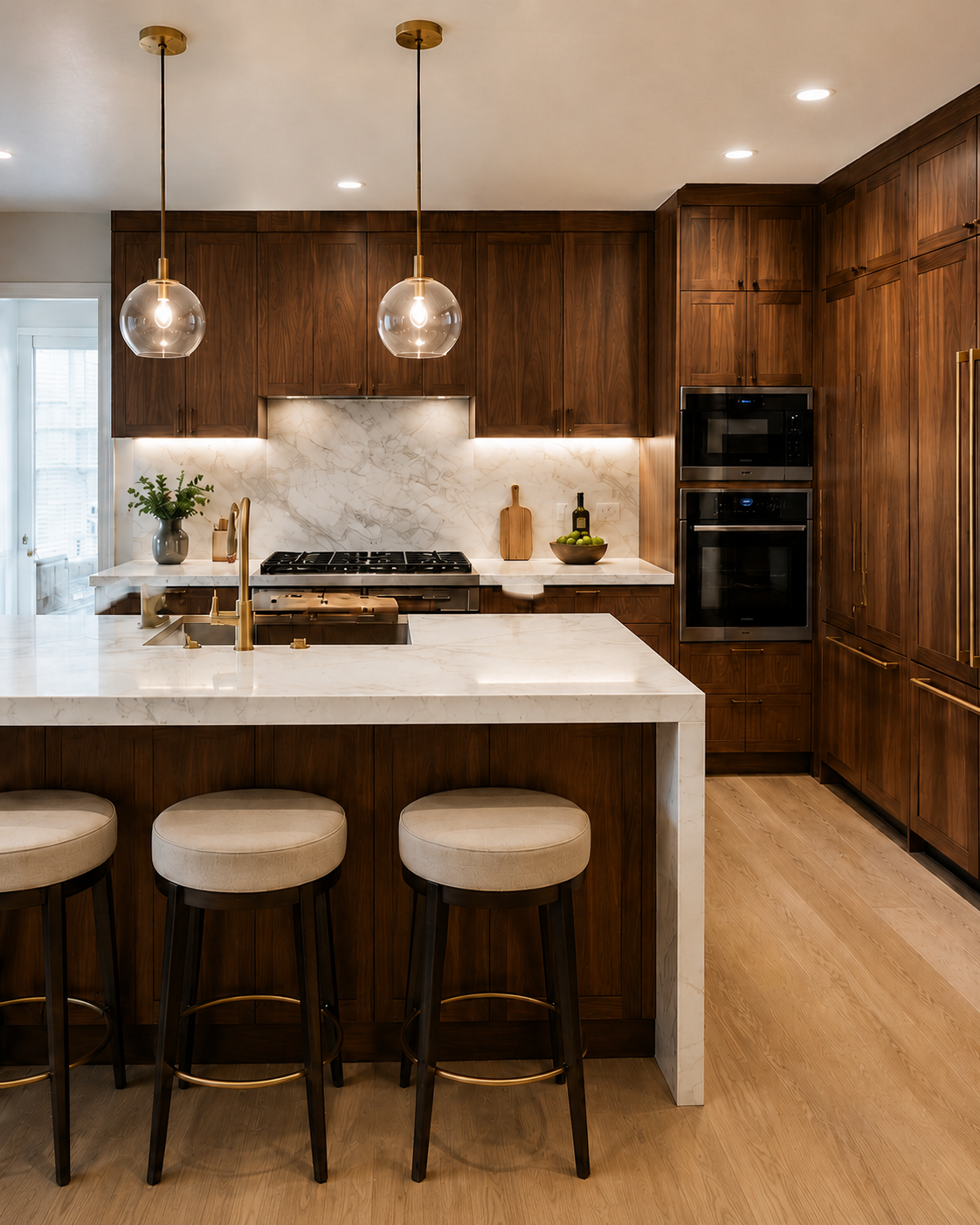 Walnut & Marble Kitchen